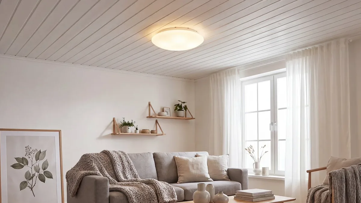 Renee taklampe, en hvit plafond i glass i taket