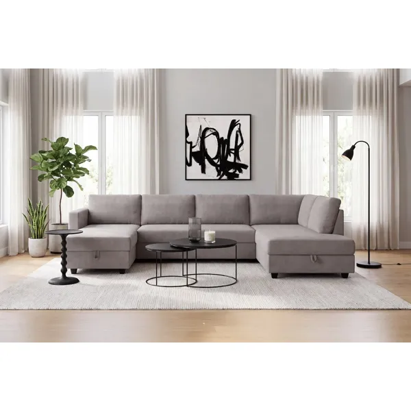 Cats U-sovesofa med sjeselong i taupe tekstil