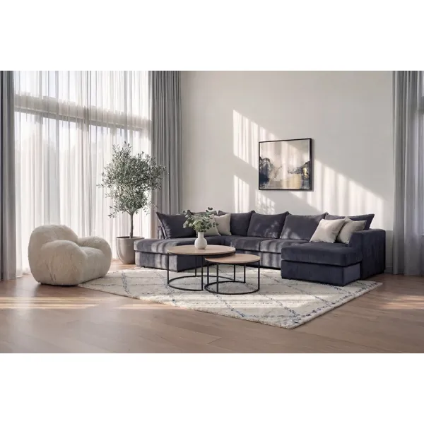 Chillux U-sofa i grafittgrått tekstil