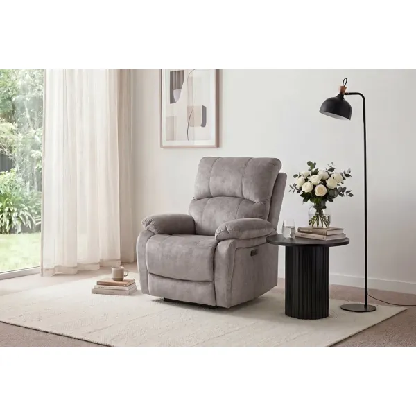 Denver recliner elektrisk i beige tekstil