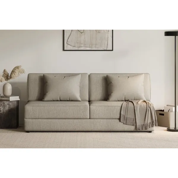 Dora 3-seter sovesofa uten arm i lysebrunt tekstil