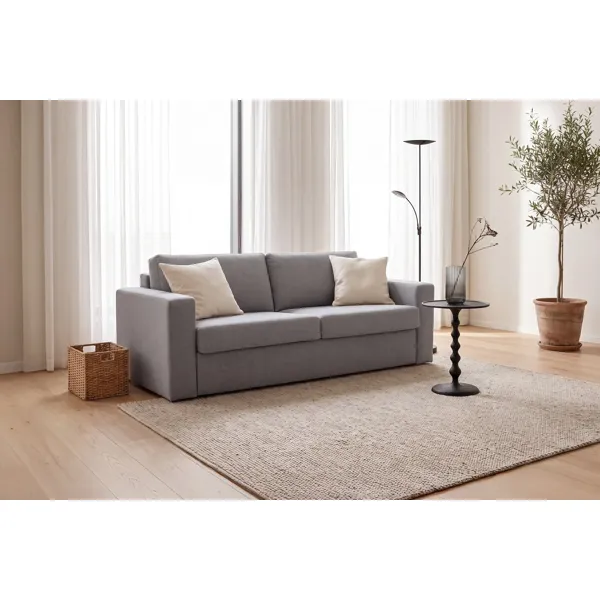 Elbeko 2-seter sovesofa i lysegrått tekstil