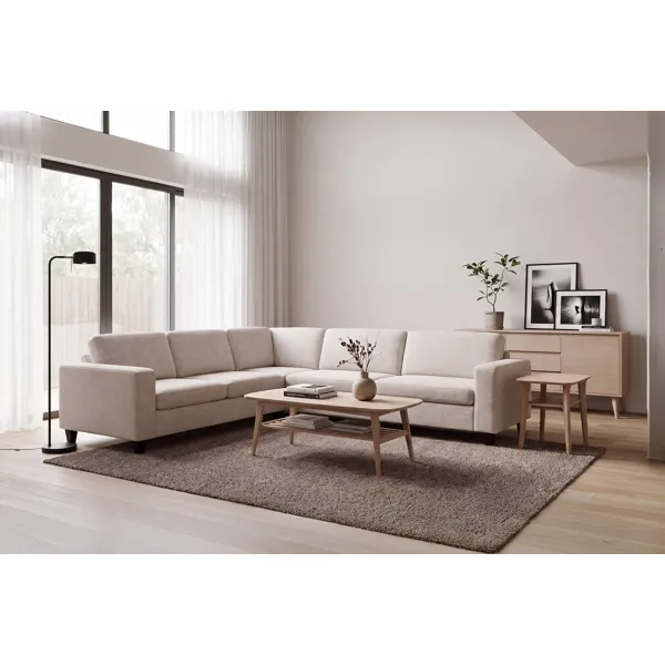 Ellinor hjørnesofa fra Hjellegjerde i beige tekstil