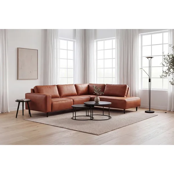 Jessie XL hjørnesofa i brunt kunstskinn