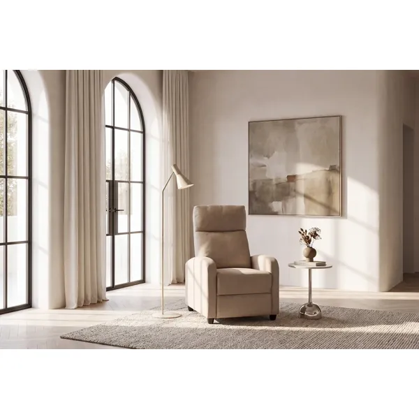 Leon Recliner i capuchinofarget tekstil