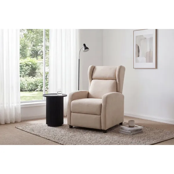 Manta recliner i mørk beige tekstil