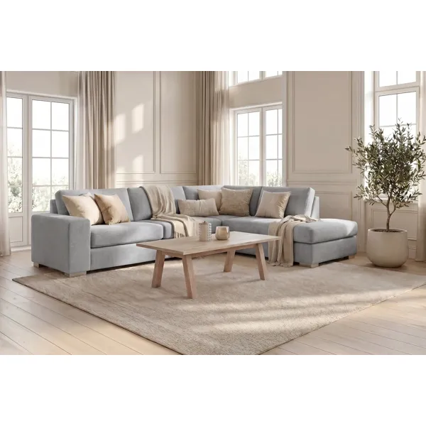 Modern Living hjørnesofa i lys grått tekstil