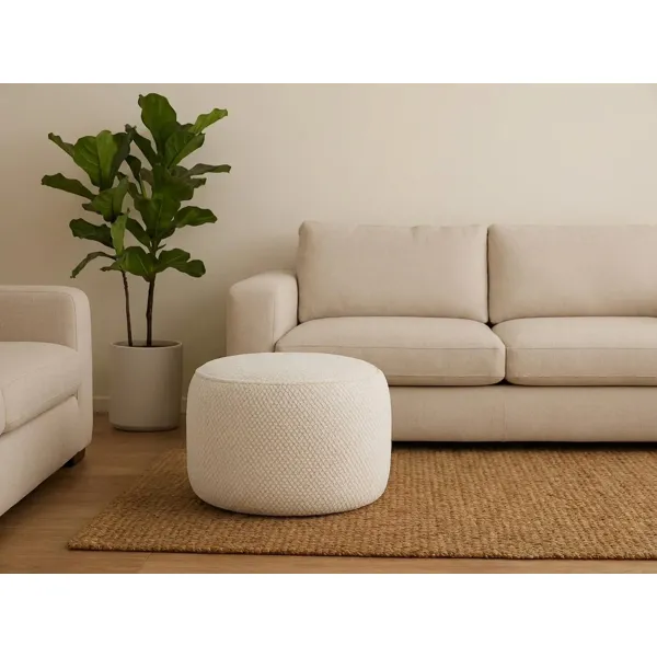 Oliver puff i offwhite, Ø60 cm