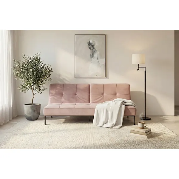 Perugia sovesofa i rosa velur med sorte metallben